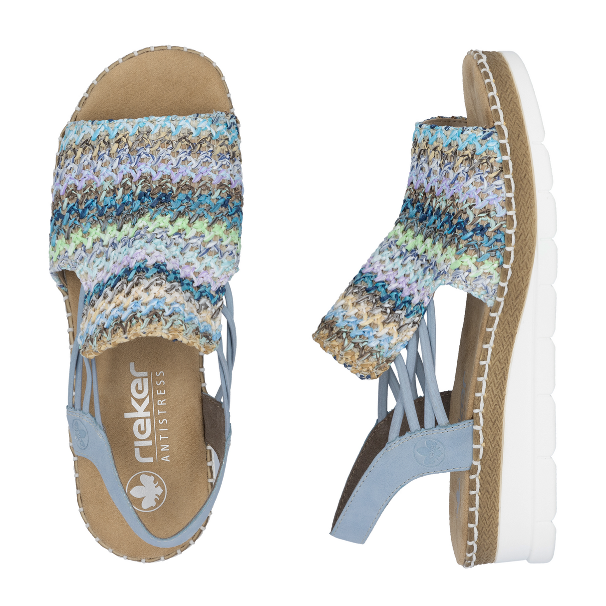 Rieker Regina 41 Backstrap Sandal (Women) - Blue Multi Sandal - Backstrap - The Heel Shoe Fitters