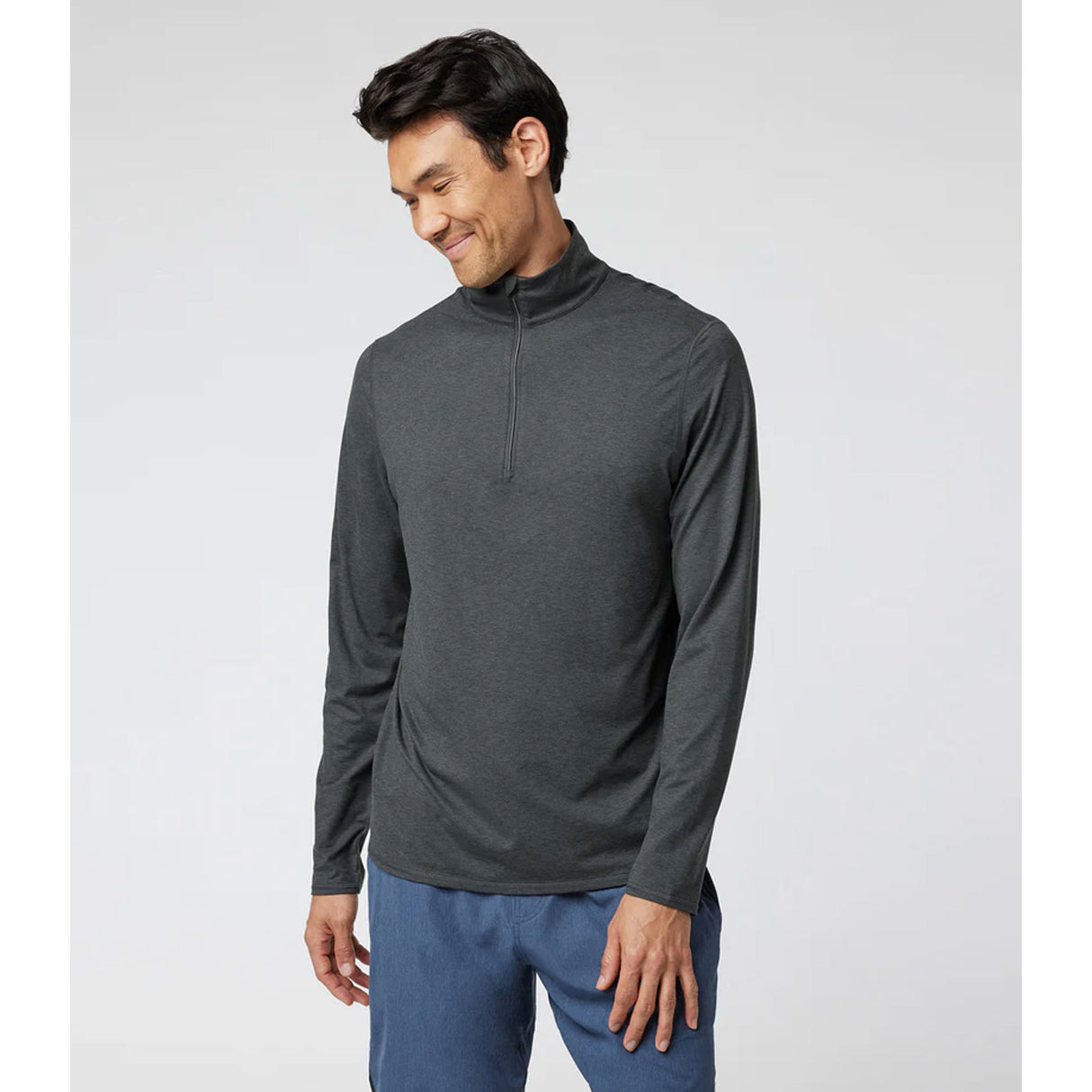 Vuori Ease Performance 1/2 Zip 2.0 Pullover (Men) - Charcoal Heather Apparel - Top - Sweatshirt - The Heel Shoe Fitters