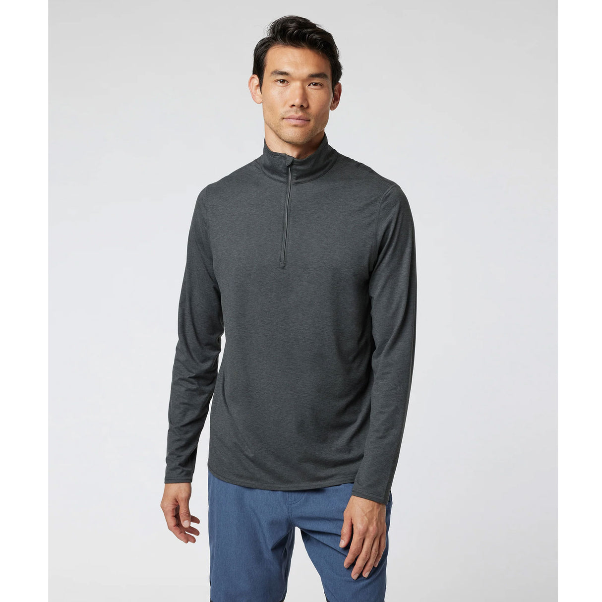 Vuori Ease Performance 1/2 Zip 2.0 Pullover (Men) - Charcoal Heather Apparel - Top - Sweatshirt - The Heel Shoe Fitters