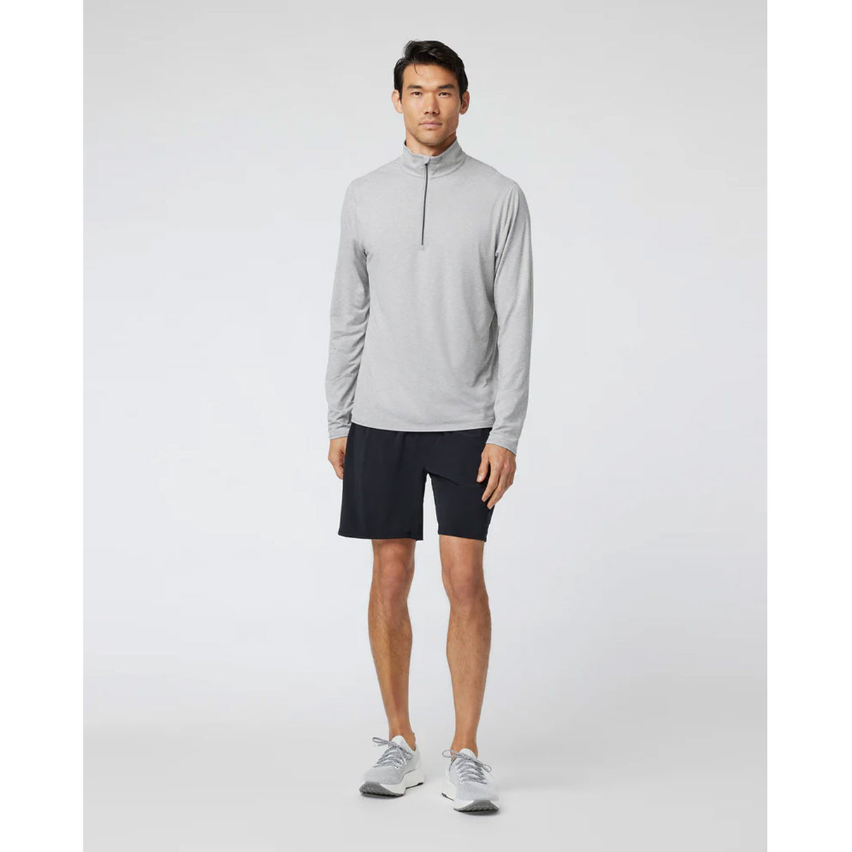 Vuori Ease Performance 1/2 Zip 2.0 Pullover (Men) - Light Heather Grey Apparel - Top - Sweatshirt - The Heel Shoe Fitters
