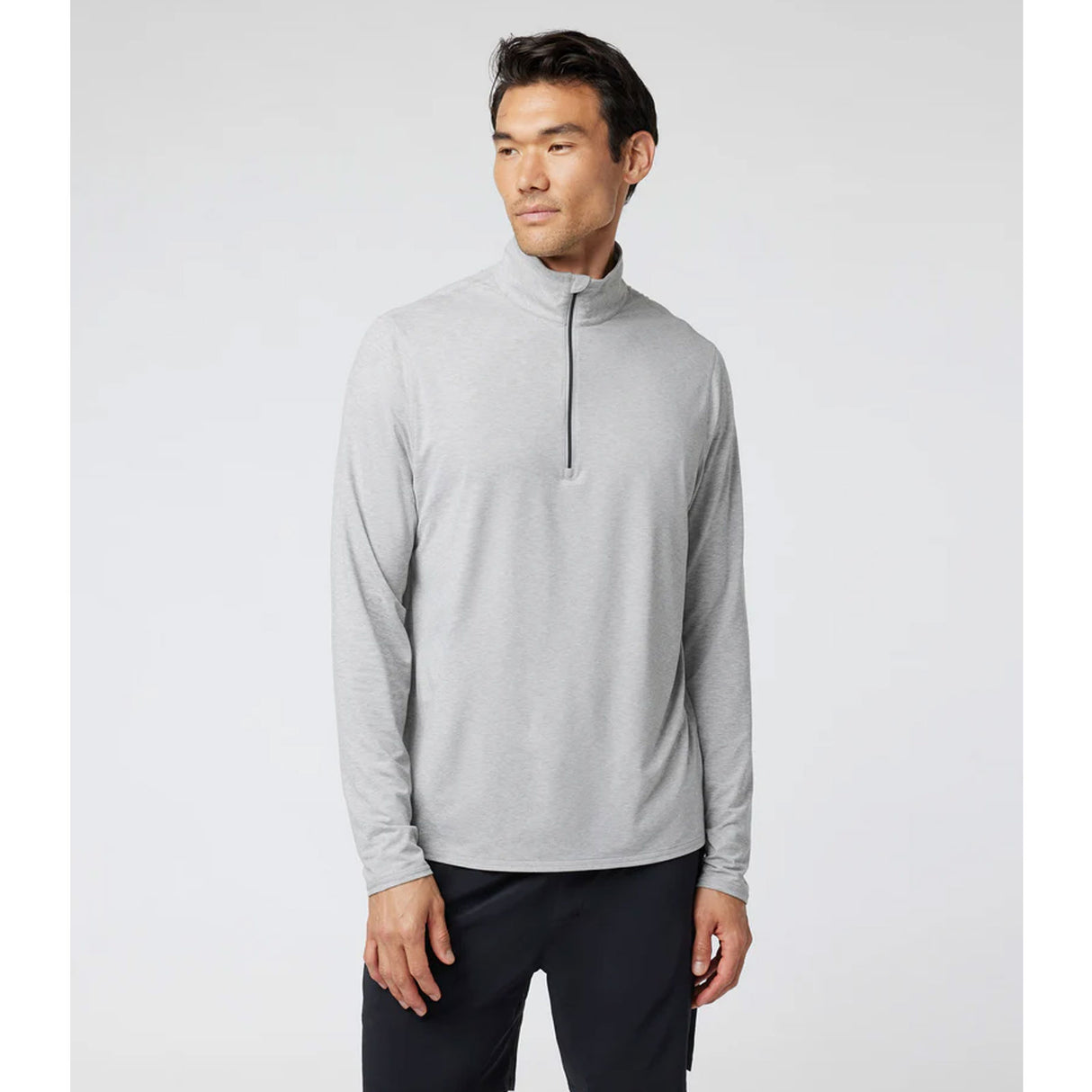 Vuori Ease Performance 1/2 Zip 2.0 Pullover (Men) - Light Heather Grey Apparel - Top - Sweatshirt - The Heel Shoe Fitters
