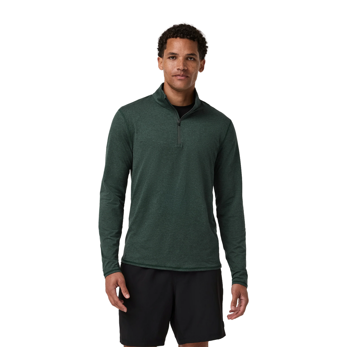 Vuori Ponto Mock Neck 1/2 Zip (Men) - Hemlock Heather