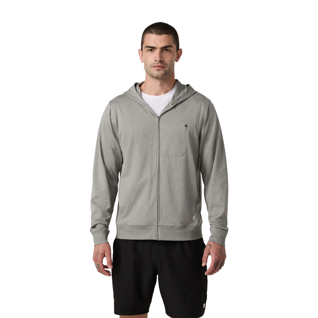 Vuori Ponto Full Zip Hoodie (Men) - Driftwood Heather Apparel - Top - Sweatshirt - The Heel Shoe Fitters