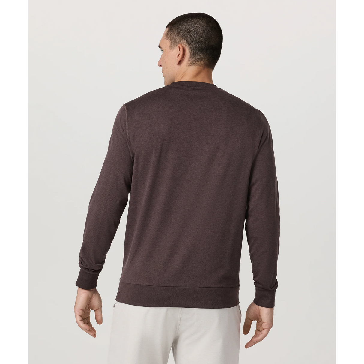 Vuori Ponto Performance Long Sleeve Crew (Men) - Sangria Heather Apparel - Top - Sweatshirt - The Heel Shoe Fitters