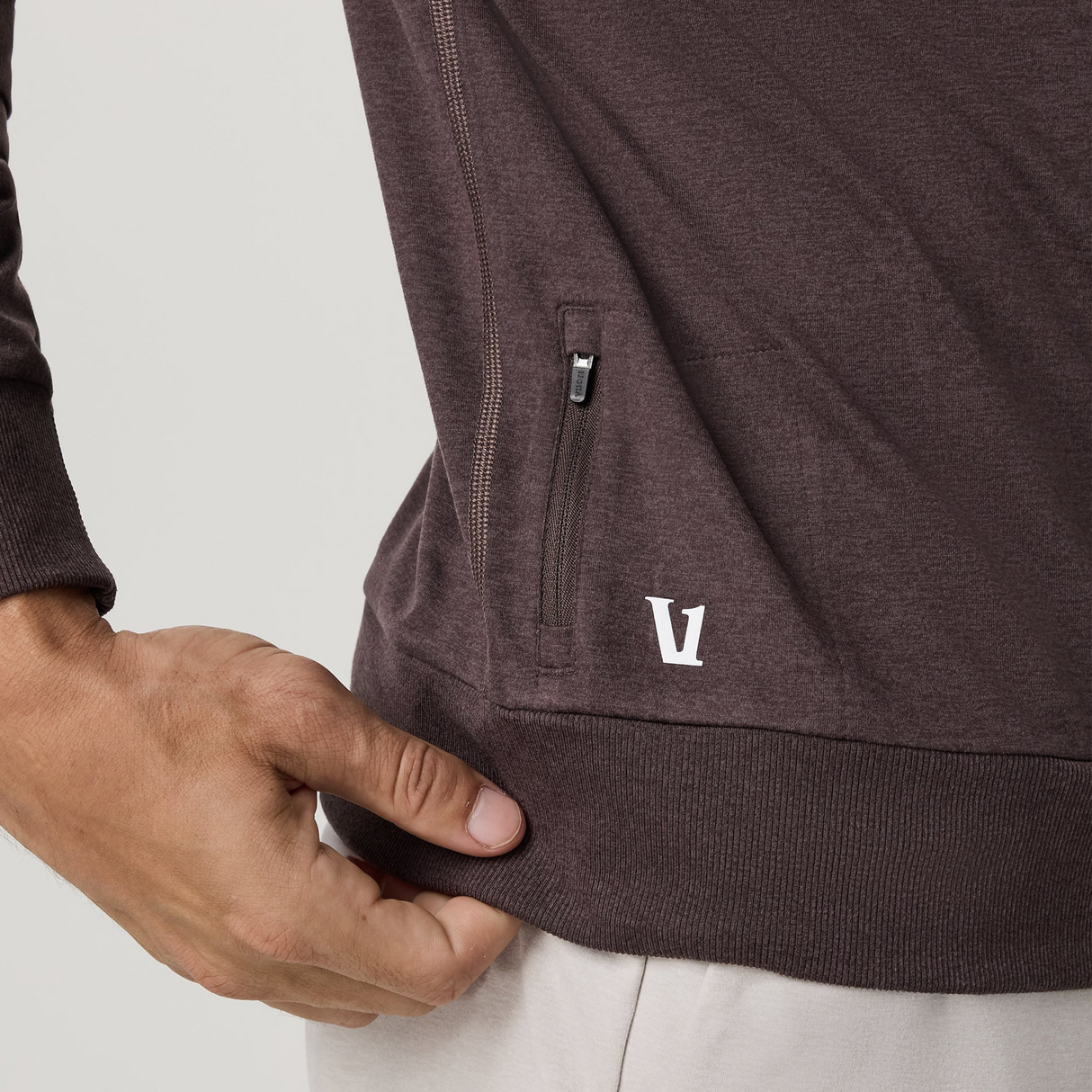 Vuori Ponto Performance Long Sleeve Crew (Men) - Sangria Heather Apparel - Top - Sweatshirt - The Heel Shoe Fitters