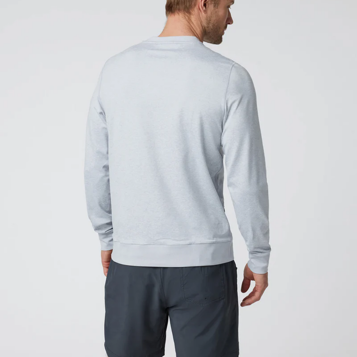 Vuori Ponto Performance Long Sleeve Crew (Men) - Platinum Heather Apparel - Top - Sweatshirt - The Heel Shoe Fitters