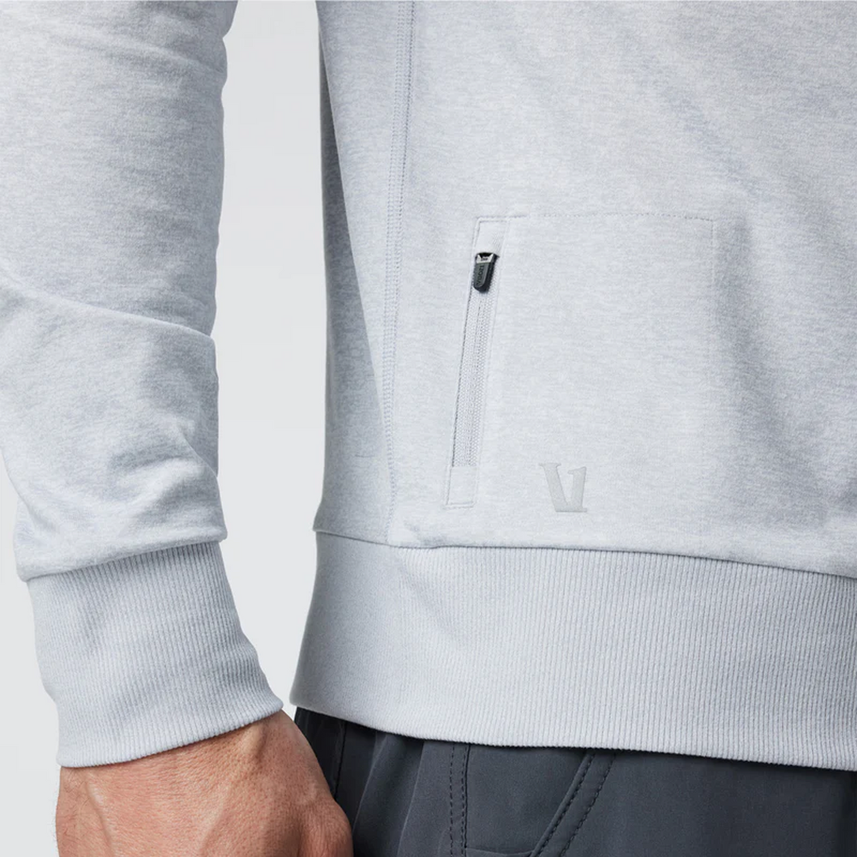 Vuori Ponto Performance Long Sleeve Crew (Men) - Platinum Heather Apparel - Top - Sweatshirt - The Heel Shoe Fitters