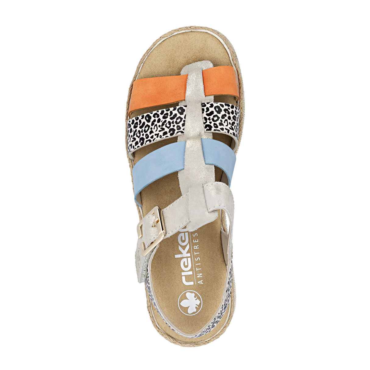 Rieker Regina 04 Wedge Sandal (Women) - Nude/Pumpkin/Kreide/Aqua Sandal - Heel/Wedge - The Heel Shoe Fitters