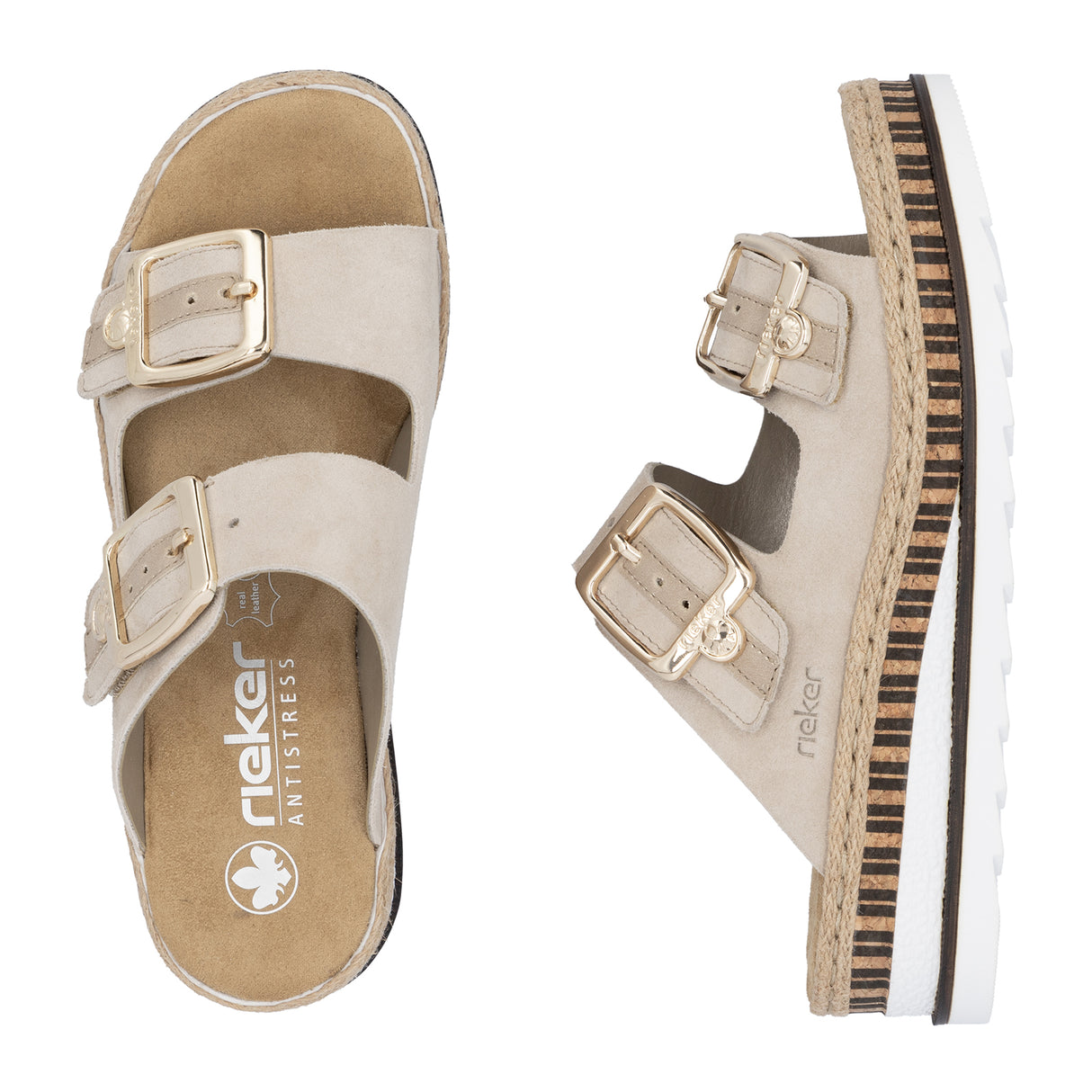 Rieker Regina V7955 Slide Sandal (Women) - Iceberg/Nude Sandal - Slide - The Heel Shoe Fitters