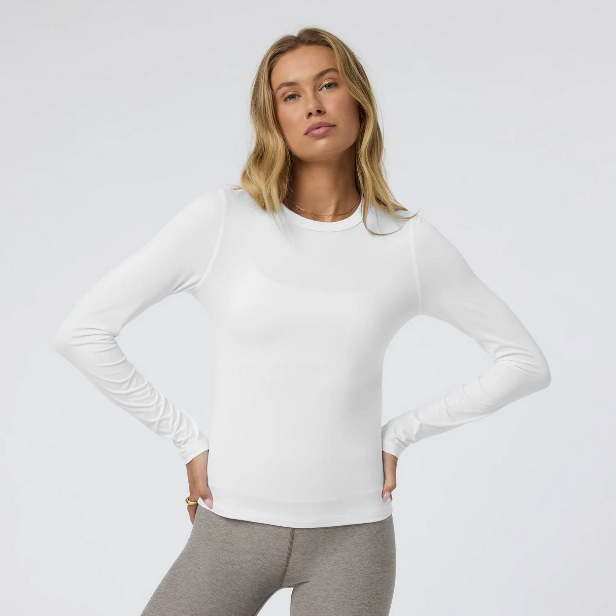 Vuori Lux Long Sleeve Crew Tee (Women) - White Apparel - Top - Long Sleeve - The Heel Shoe Fitters