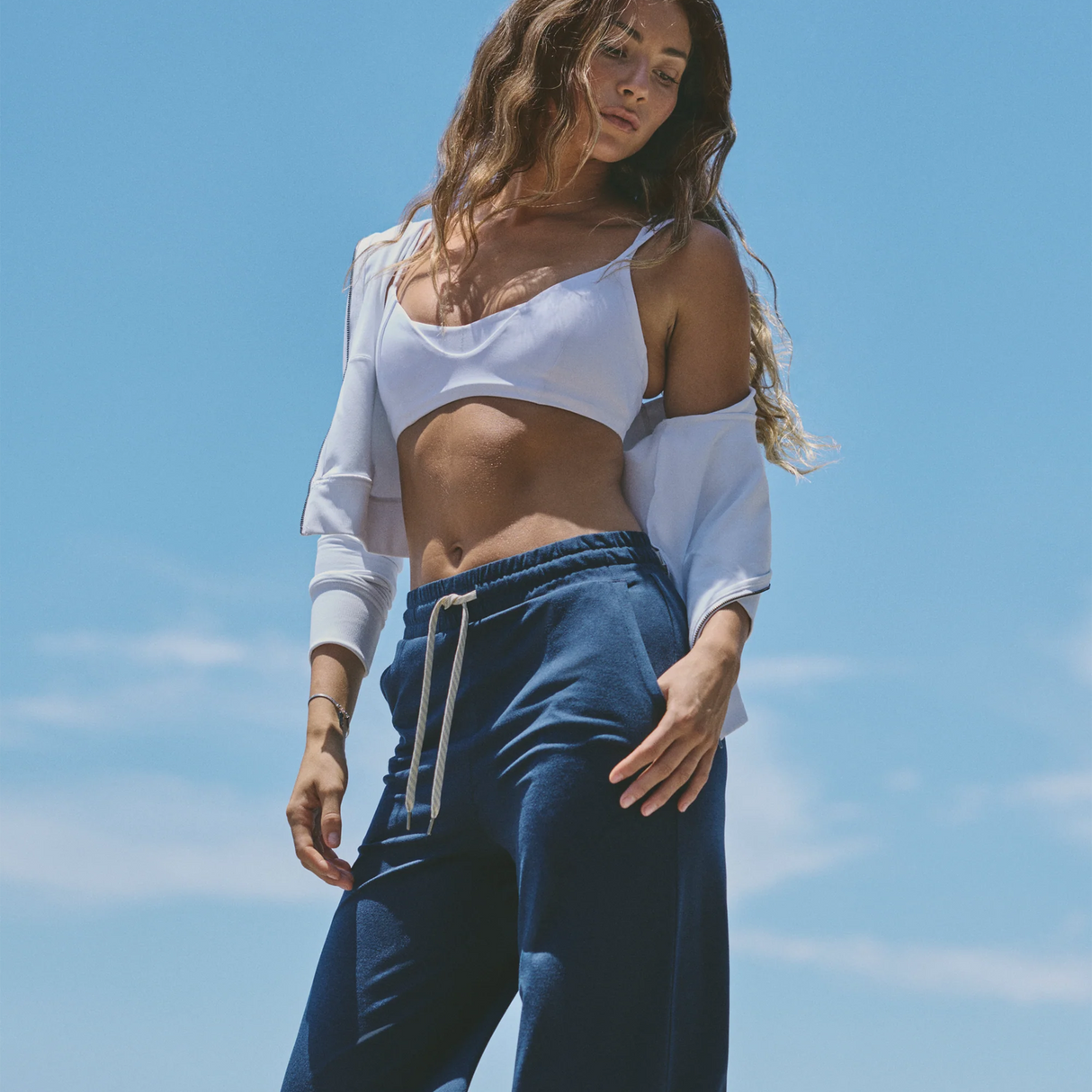 Vuori Halo Essential Wideleg Pant (Women) - Blue Coast Heather