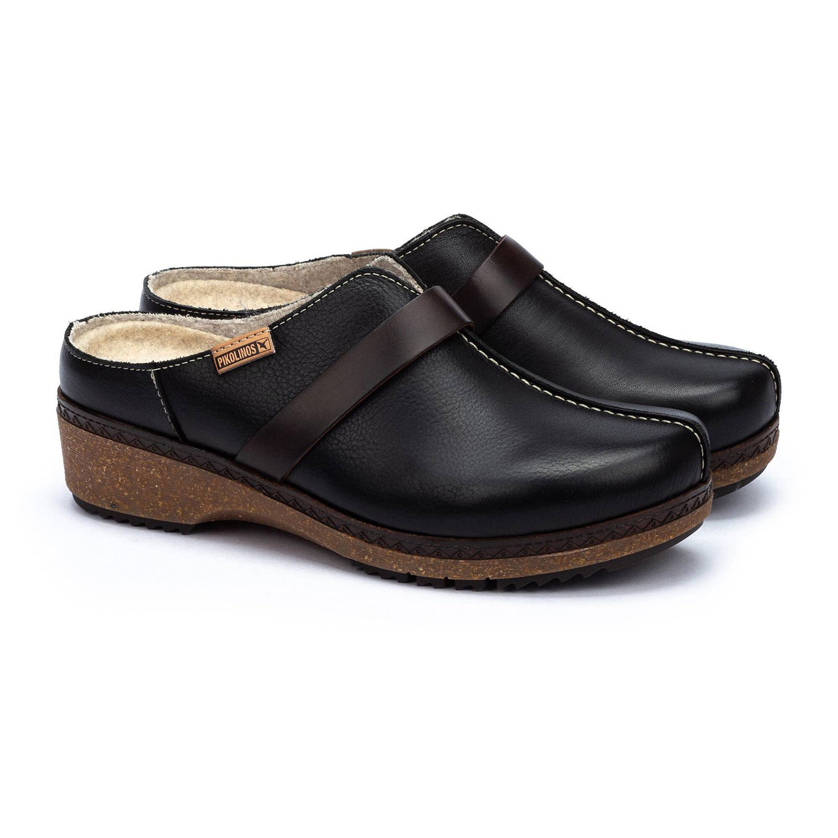 Pikolinos Granada W0W-3590C1 Clog (Women) - Black Leather Dress-Casual - Clogs & Mules - The Heel Shoe Fitters