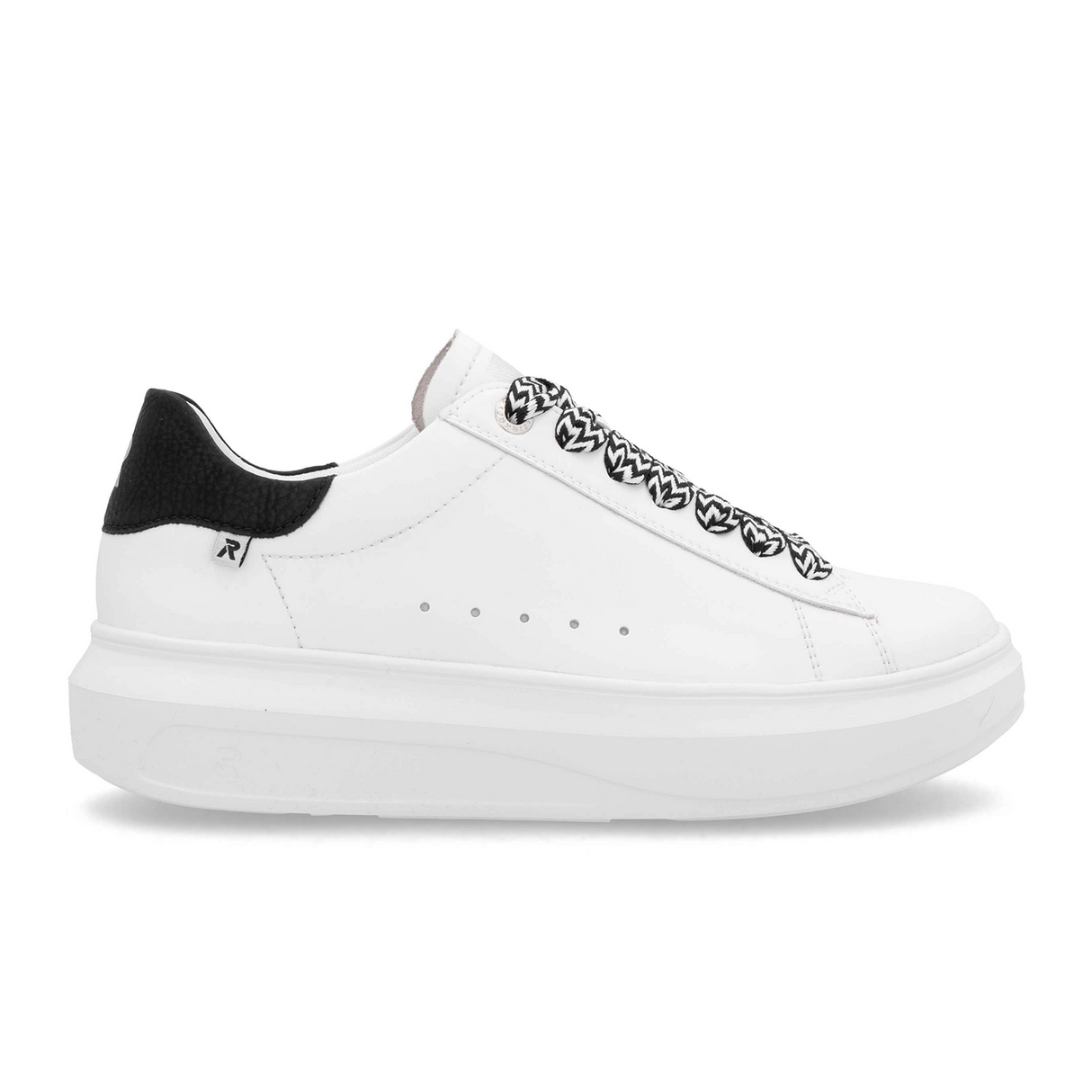 Rieker W1201 Adelia Sneaker (Women) - Weiss/Schwarz Athletic - Casual - Lace Up - The Heel Shoe Fitters