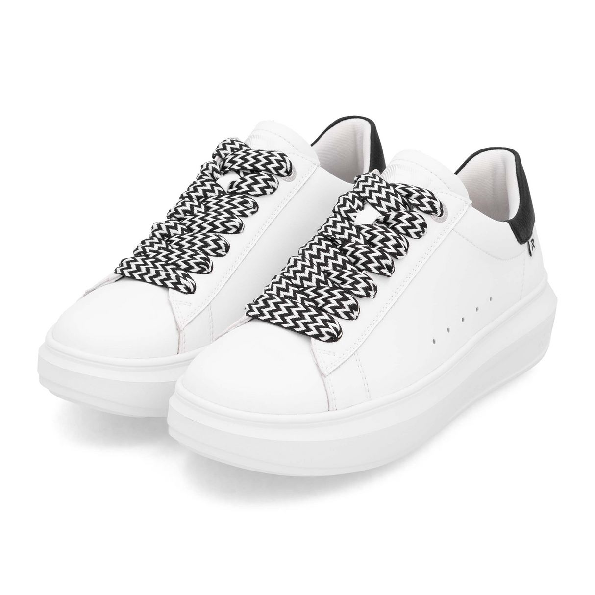 Rieker W1201 Adelia Sneaker (Women) - Weiss/Schwarz Athletic - Casual - Lace Up - The Heel Shoe Fitters