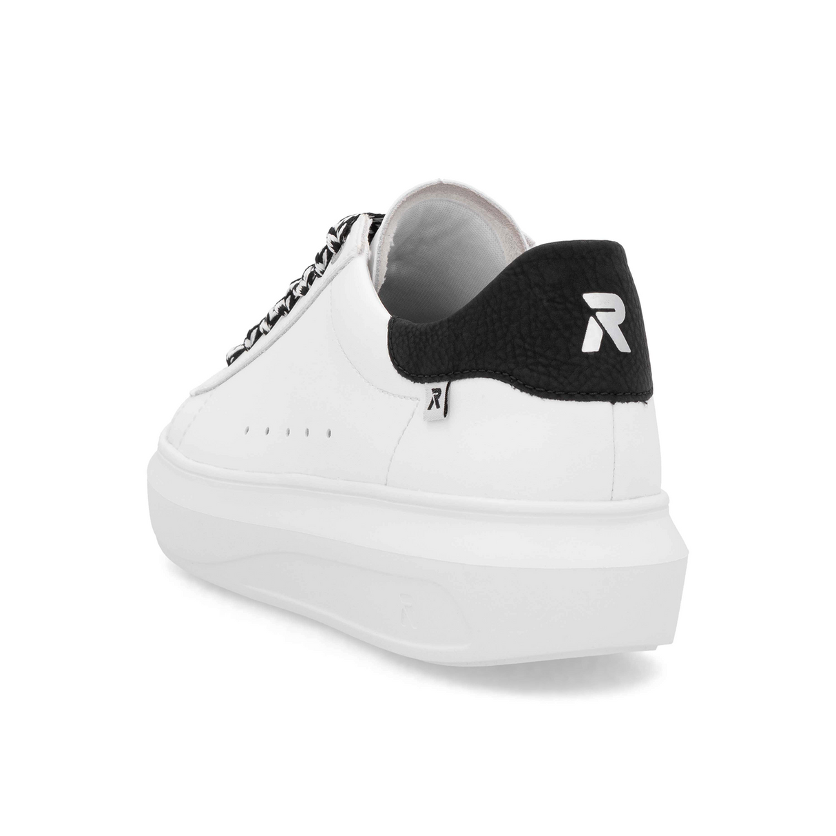 Rieker W1201 Adelia Sneaker (Women) - Weiss/Schwarz Athletic - Casual - Lace Up - The Heel Shoe Fitters