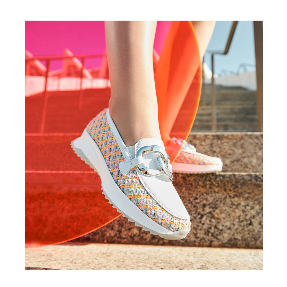 Rieker R-Evolution Dhara W1303-90 Loafer (Women) - White/Multi Dress-Casual - Slip On - The Heel Shoe Fitters
