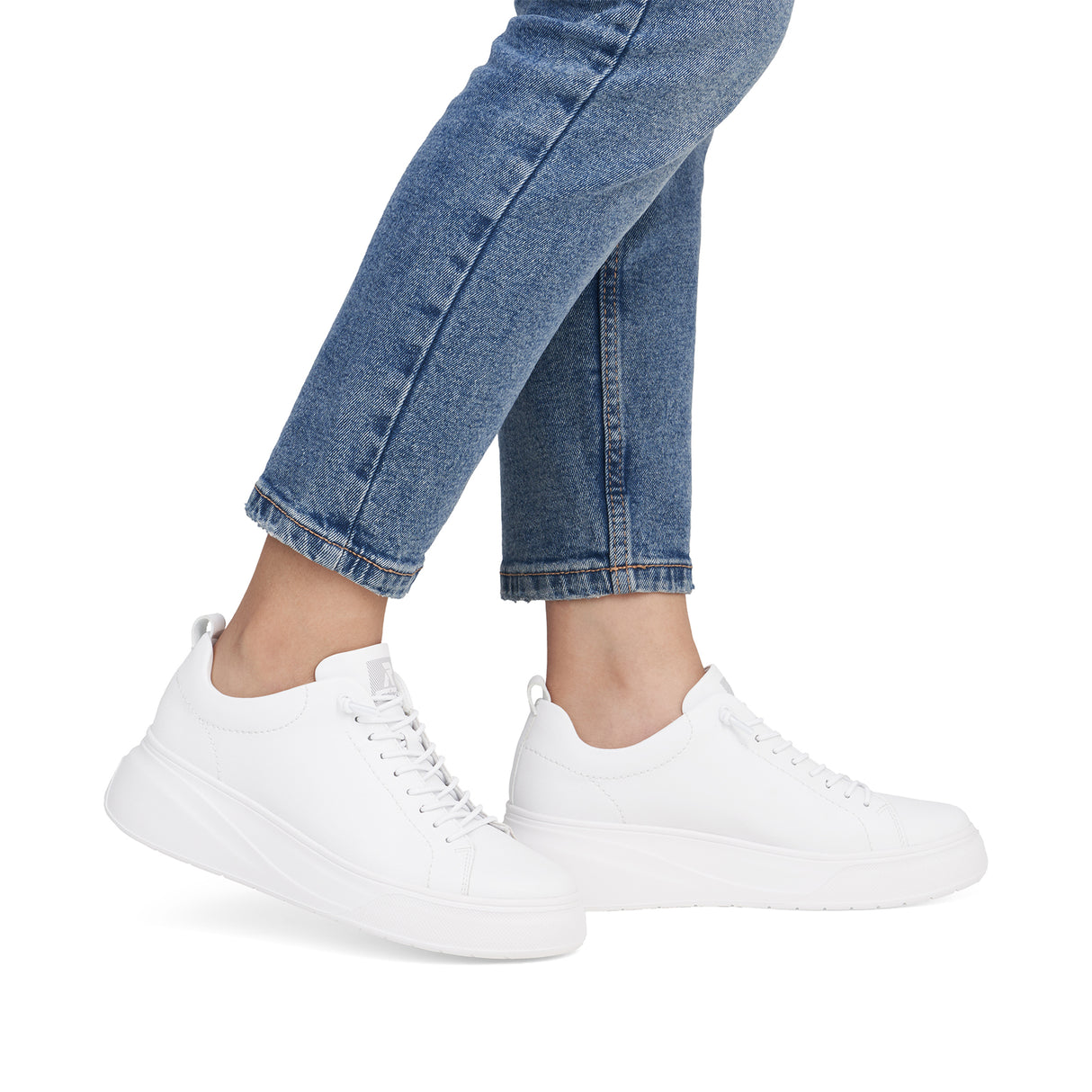 Rieker Carla W2301 Sneaker (Women) - Weiss/Weiss Athletic - Casual - Lace Up - The Heel Shoe Fitters