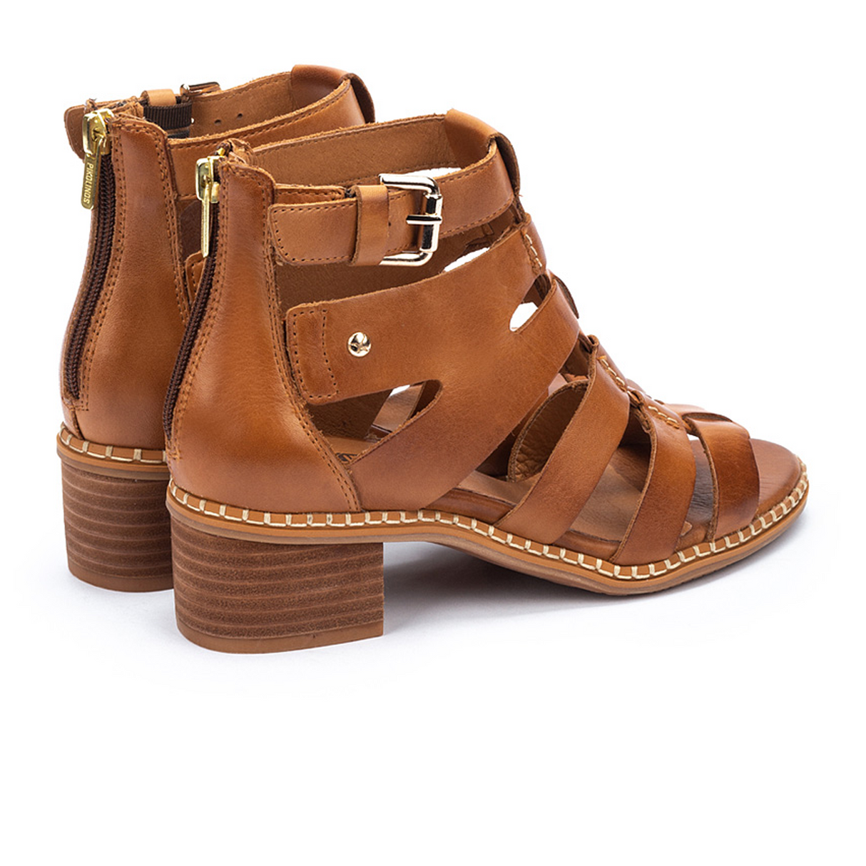 Pikolinos Blanes W3H-1823 Heeled Sandal (Women) - Brandy Leather Sandal - Heel/Wedge - The Heel Shoe Fitters