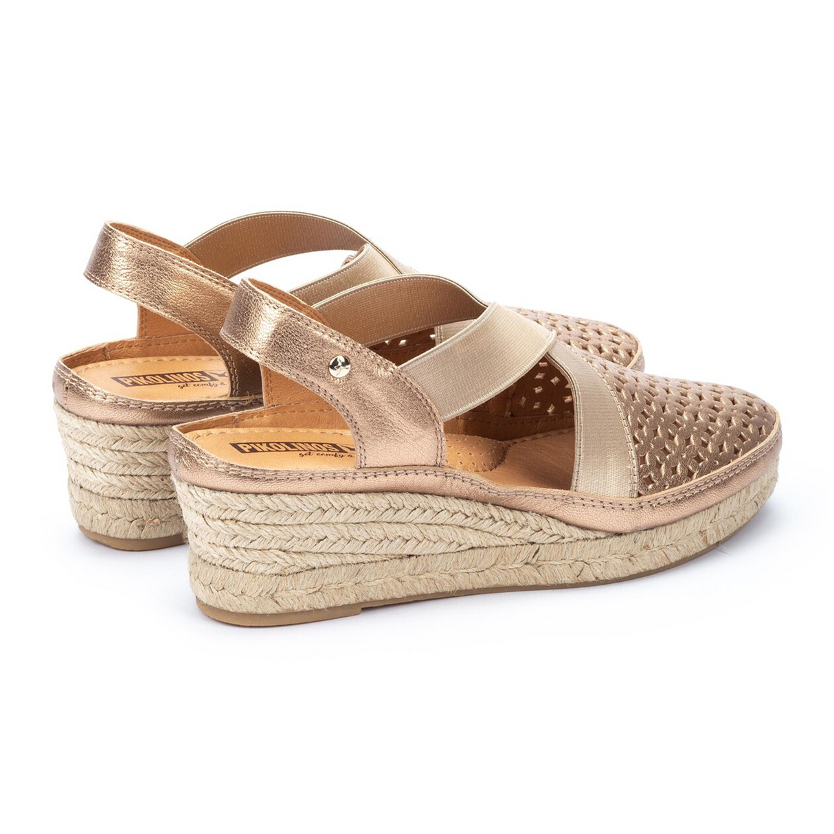 Pikolinos Benidorm W4A-1546 Wedge Sandal (Women) - Champagne Sandal - Heel/Wedge - The Heel Shoe Fitters