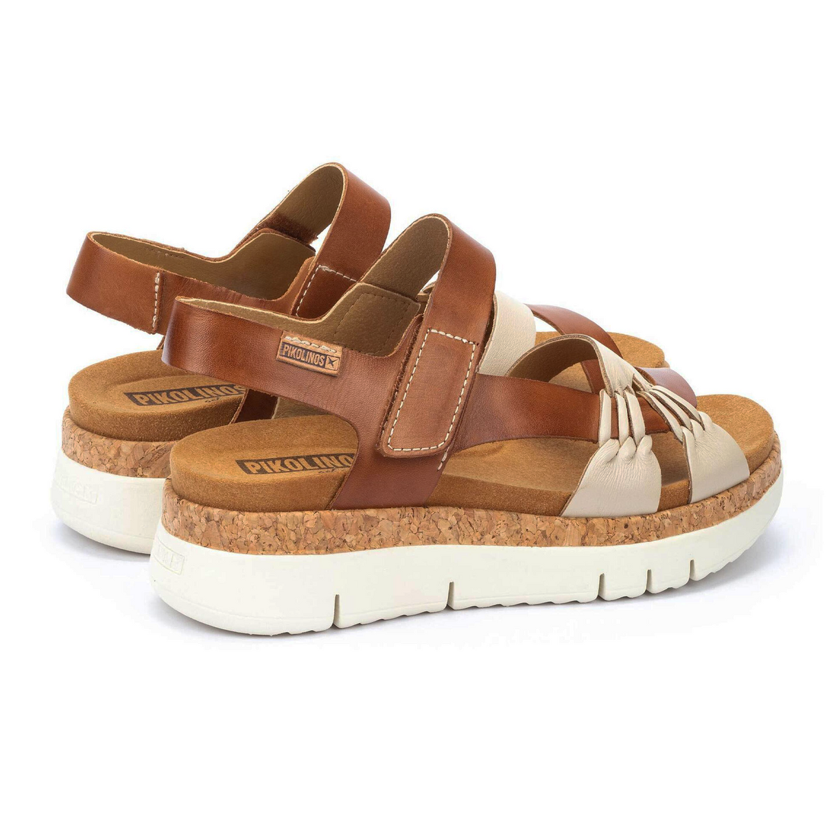 Pikolinos Palma W4N-0968C1 Backstrap Sandal (Women) - Marfil/Brandy Leather Sandal - Heel/Wedge - The Heel Shoe Fitters