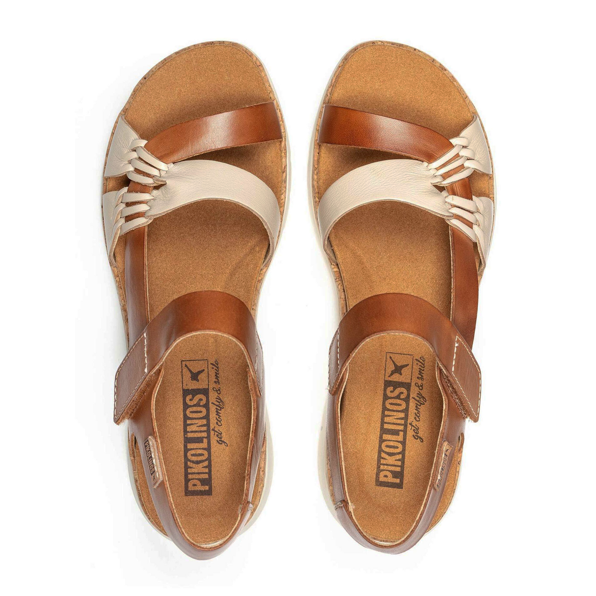 Pikolinos Palma W4N-0968C1 Backstrap Sandal (Women) - Marfil/Brandy Leather Sandal - Heel/Wedge - The Heel Shoe Fitters