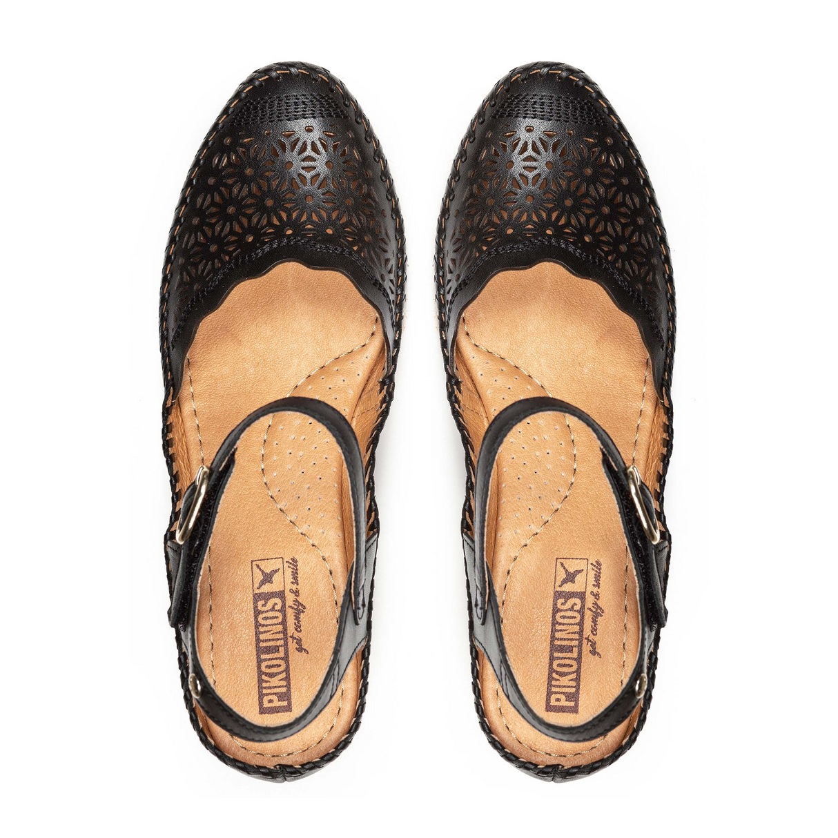 Pikolinos Vila W9Y-1508 Wedge Sandal (Women) - Black Leather Sandal - Heel/Wedge - The Heel Shoe Fitters