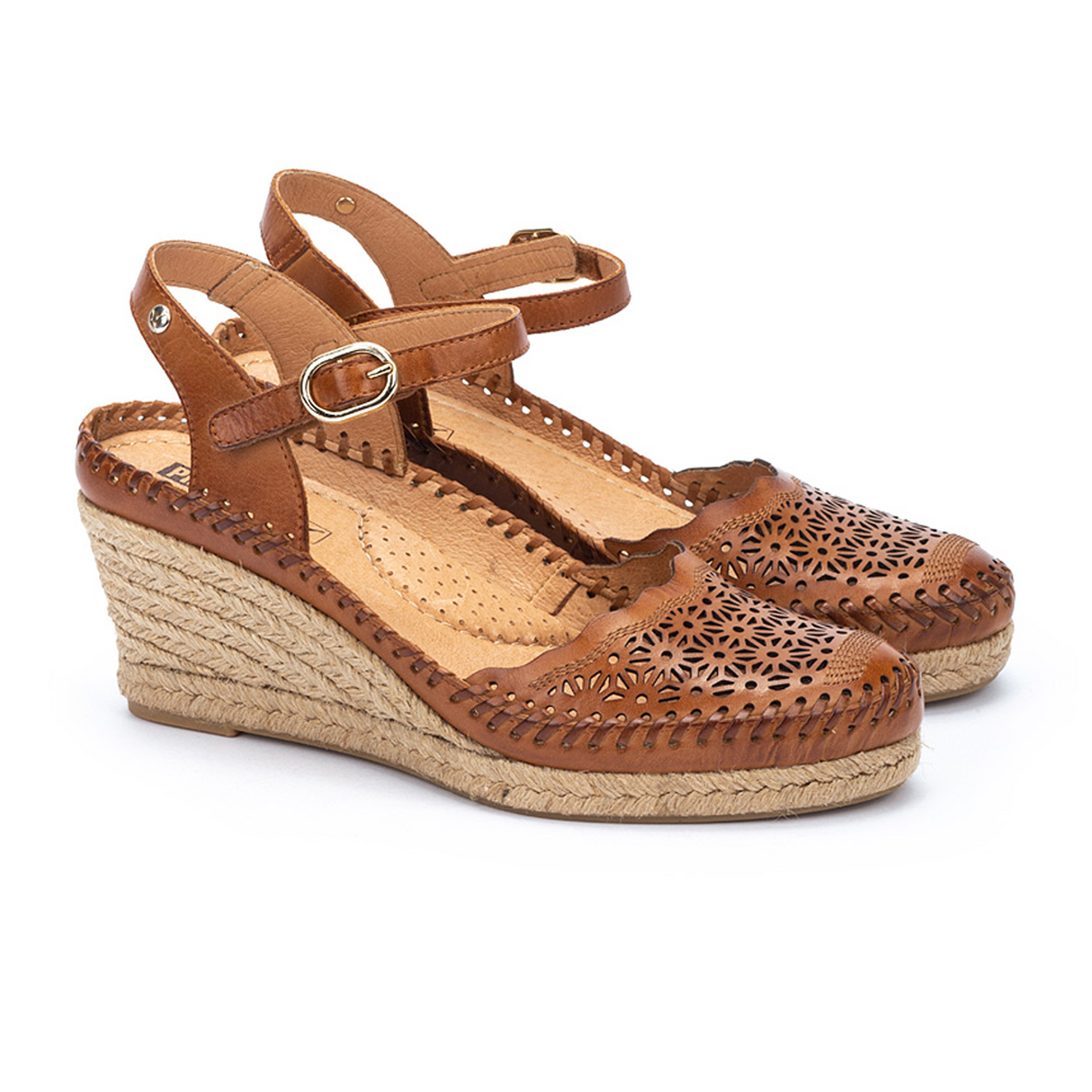 Pikolinos Vila W9Y-1508 Wedge Sandal (Women) - Brandy Leather Sandal - Heel/Wedge - The Heel Shoe Fitters