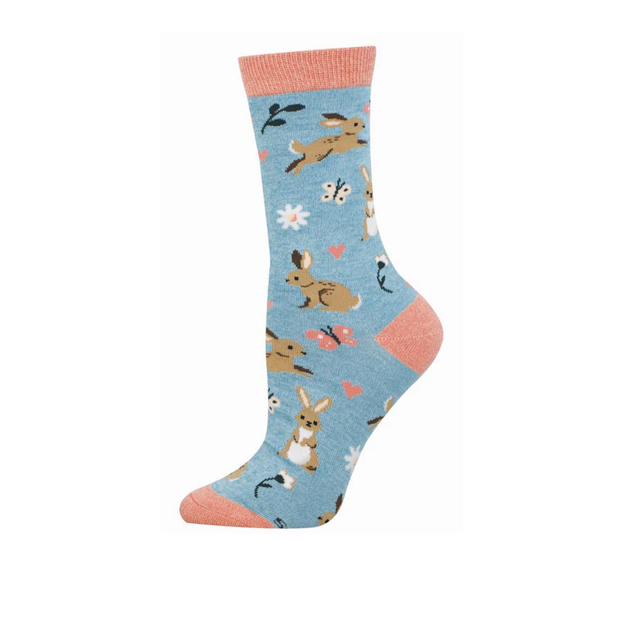 SockSmith Love Me Some Bunny Crew Sock (Women) - Blue Heather Accessories - Socks - Lifestyle - The Heel Shoe Fitters