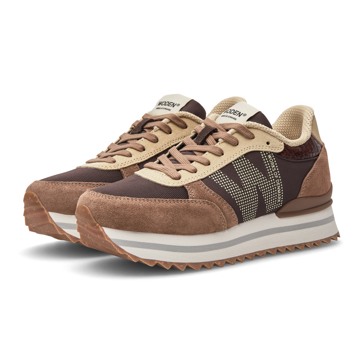 Woden Ronja Plateau Sneaker (Women) - Chocolate Multi Athletic - Casual - Lace Up - The Heel Shoe Fitters
