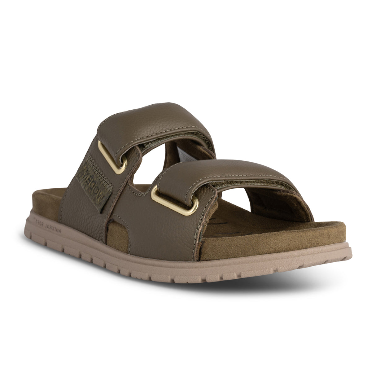Woden Lisa Slide Sandal (Women) - Dark Olive Leather Sandal - Active - The Heel Shoe Fitters