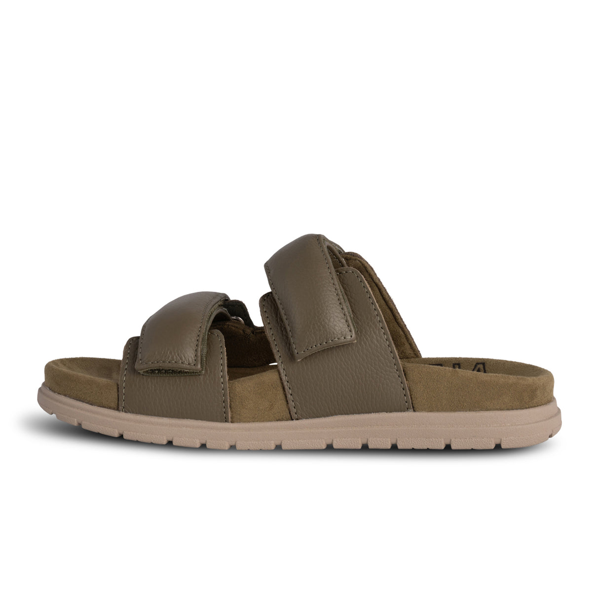 Woden Lisa Slide Sandal (Women) - Dark Olive Leather Sandal - Active - The Heel Shoe Fitters