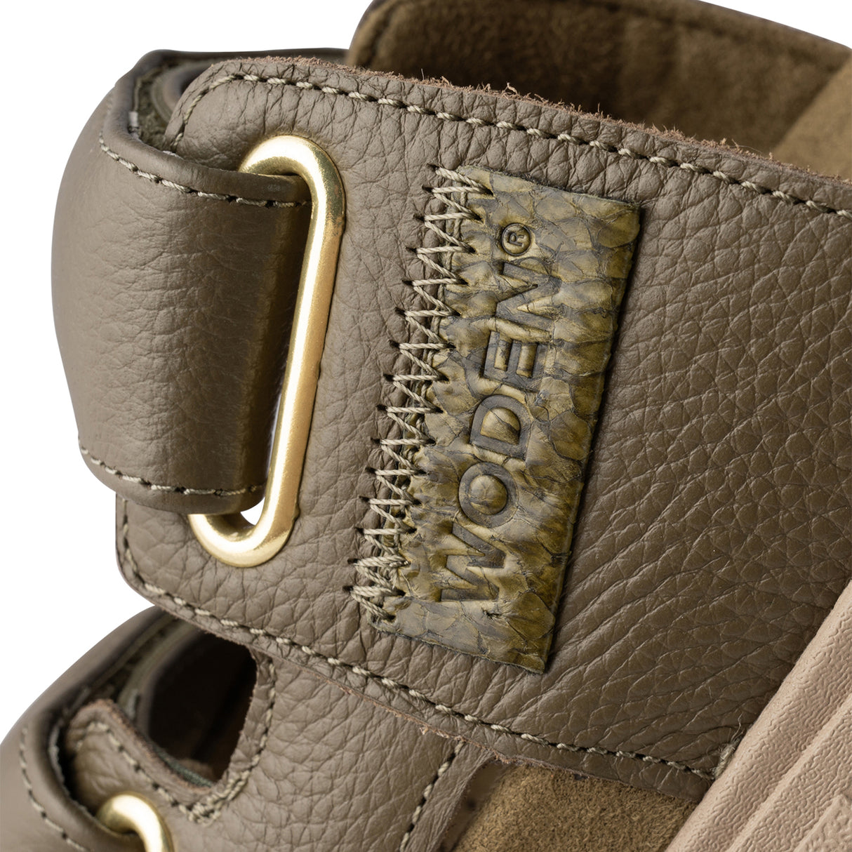 Woden Lisa Slide Sandal (Women) - Dark Olive Leather Sandal - Active - The Heel Shoe Fitters