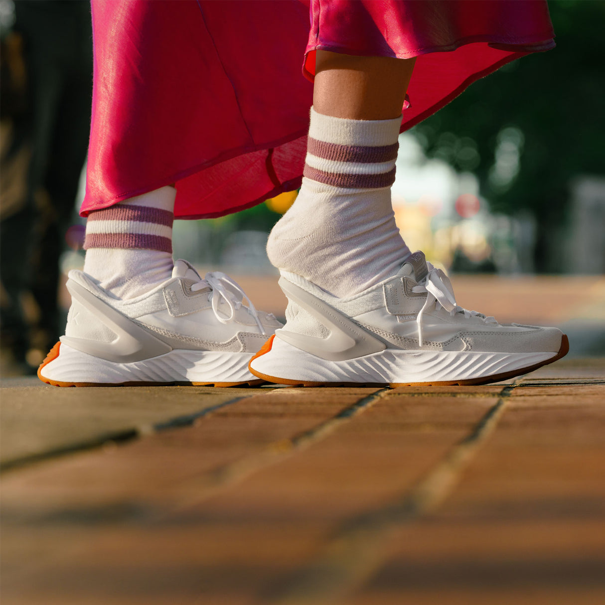 Kizik Monaco Sneaker (Women) - White/Moonbeam Athletic - Casual - Lace Up - The Heel Shoe Fitters