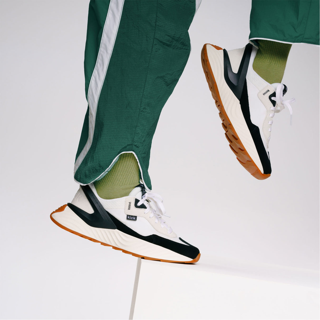 Kizik Monaco Sneaker (Men) - White/Black Athletic - Casual - Lace Up - The Heel Shoe Fitters