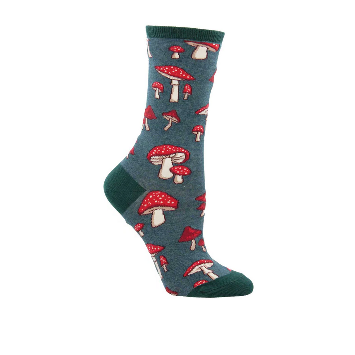 SockSmith Pretty Fly For A Fungi Crew Sock (Women) - Green Heather Accessories - Socks - Lifestyle - The Heel Shoe Fitters