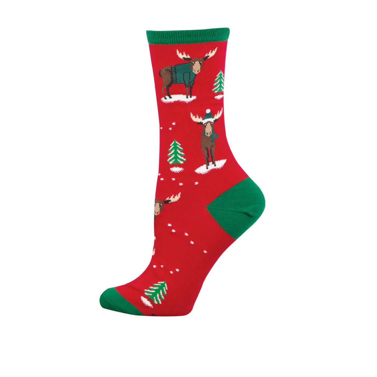 SockSmith Christmoose Crew Sock (Women) - Red Accessories - Socks - Lifestyle - The Heel Shoe Fitters
