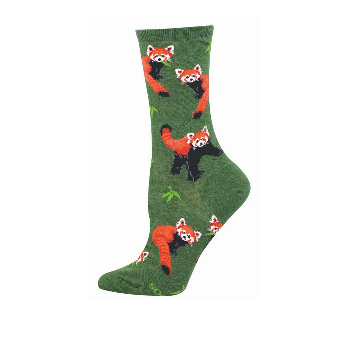 SockSmith Red Pandamonium Crew Sock (Women) - Green Heather
