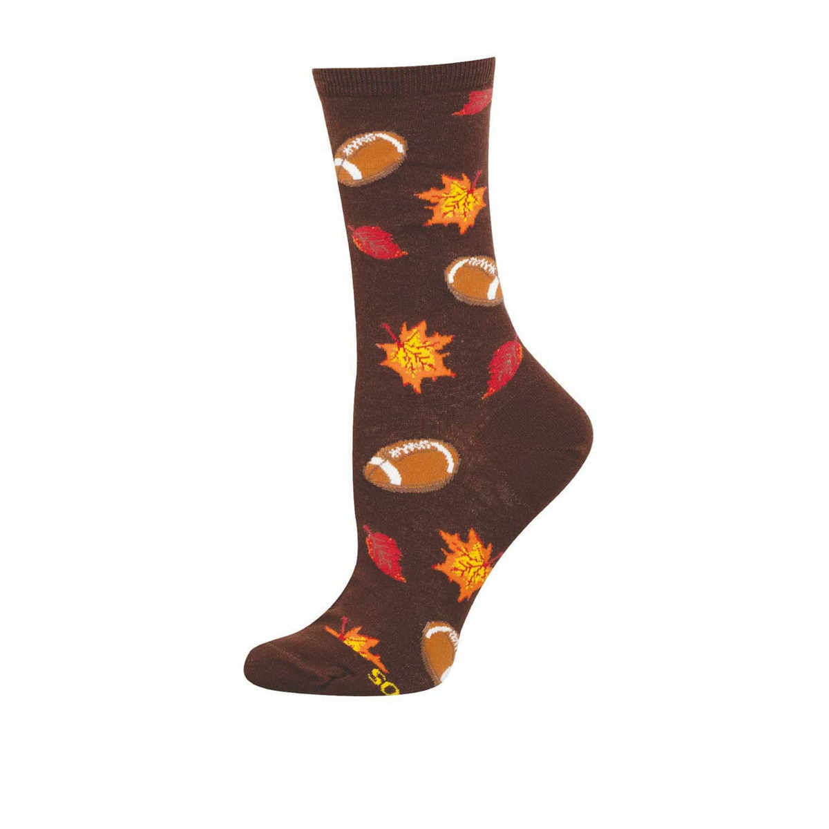 SockSmith Falling for Football Crew Sock (Women) - Brown