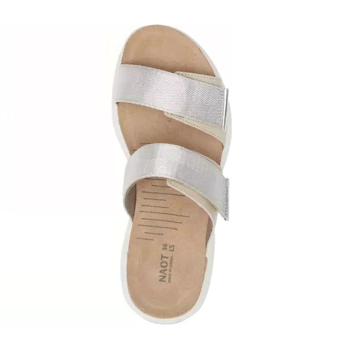 Naot Calliope Slide Sandal (Women) - Soft Ivory/Soft Silver/Silver Gray Woven Sandal - Slide - The Heel Shoe Fitters