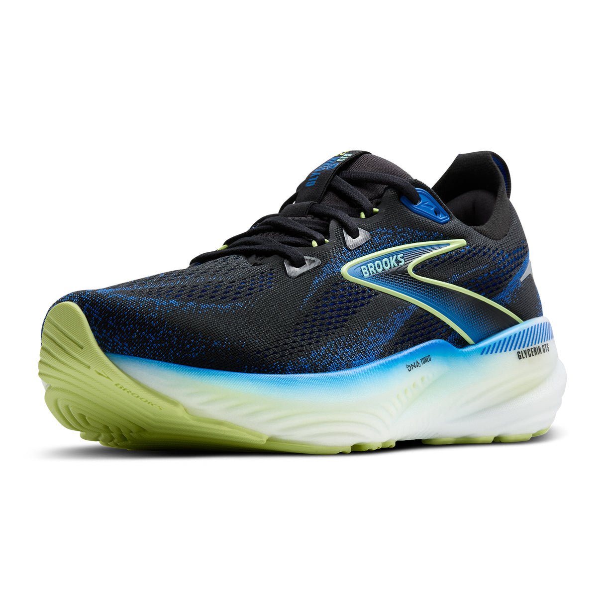 Brooks Glycerin GTS 22 Running Shoe (Men) - Black/Cobalt/Neo Yellow Athletic - Running - Stability - The Heel Shoe Fitters