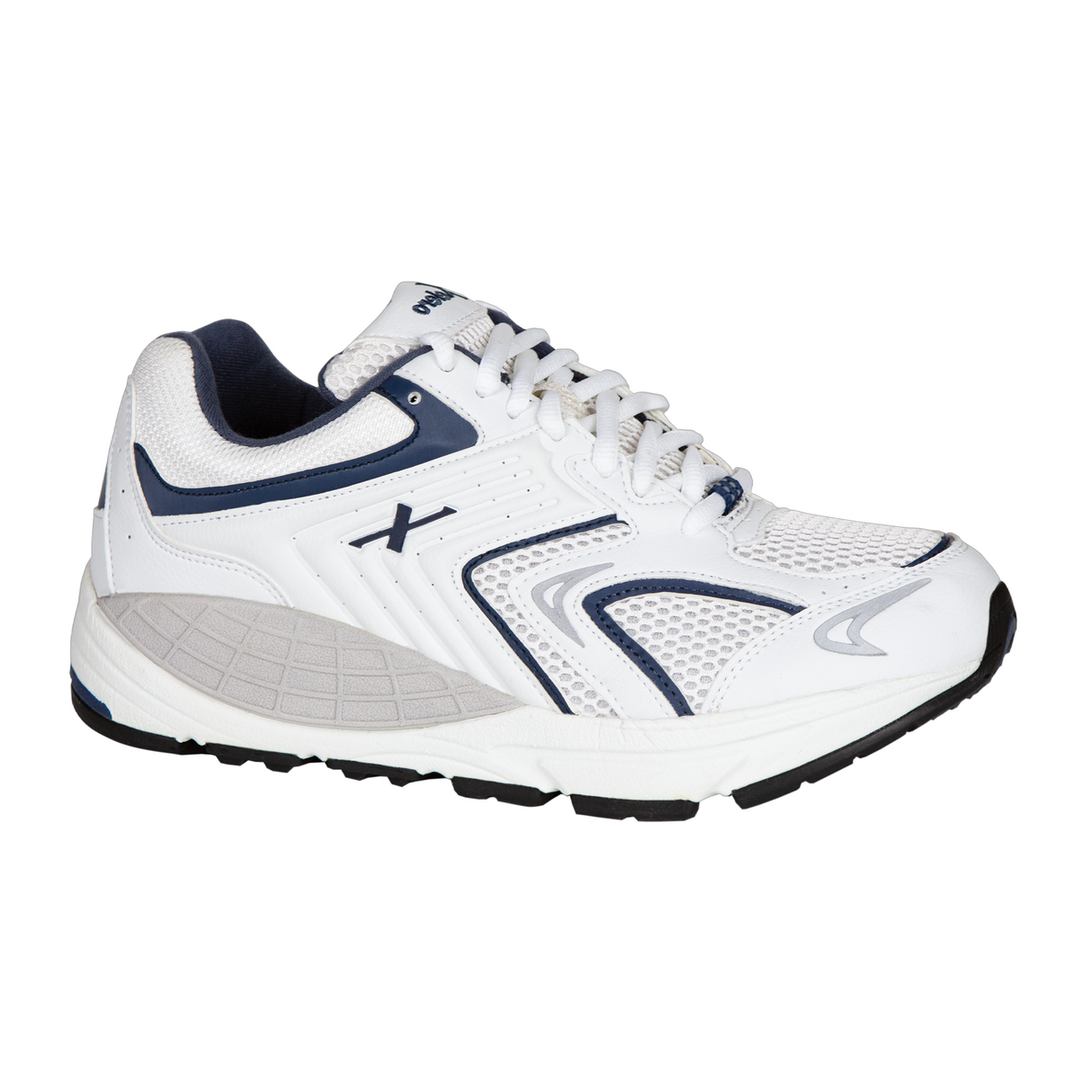 Xelero Matrix Mesh Walking Shoe (Men) - White/Navy Athletic - Running - Motion Control - The Heel Shoe Fitters