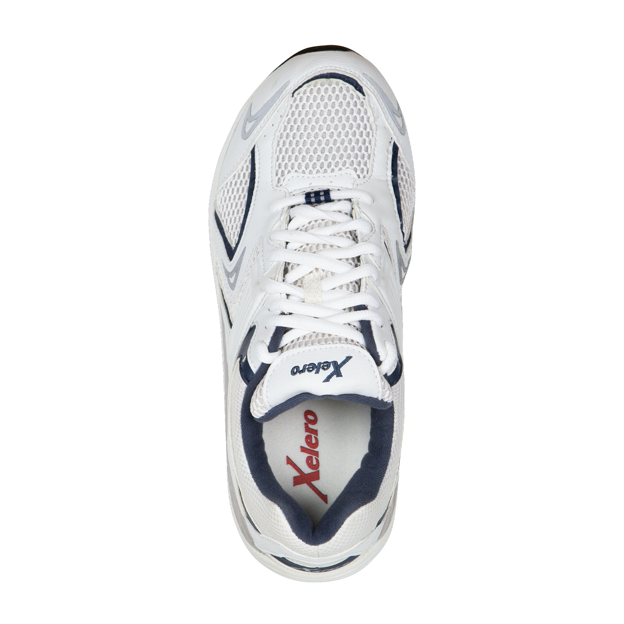 Xelero Matrix Mesh Walking Shoe (Men) - White/Navy Athletic - Running - Motion Control - The Heel Shoe Fitters