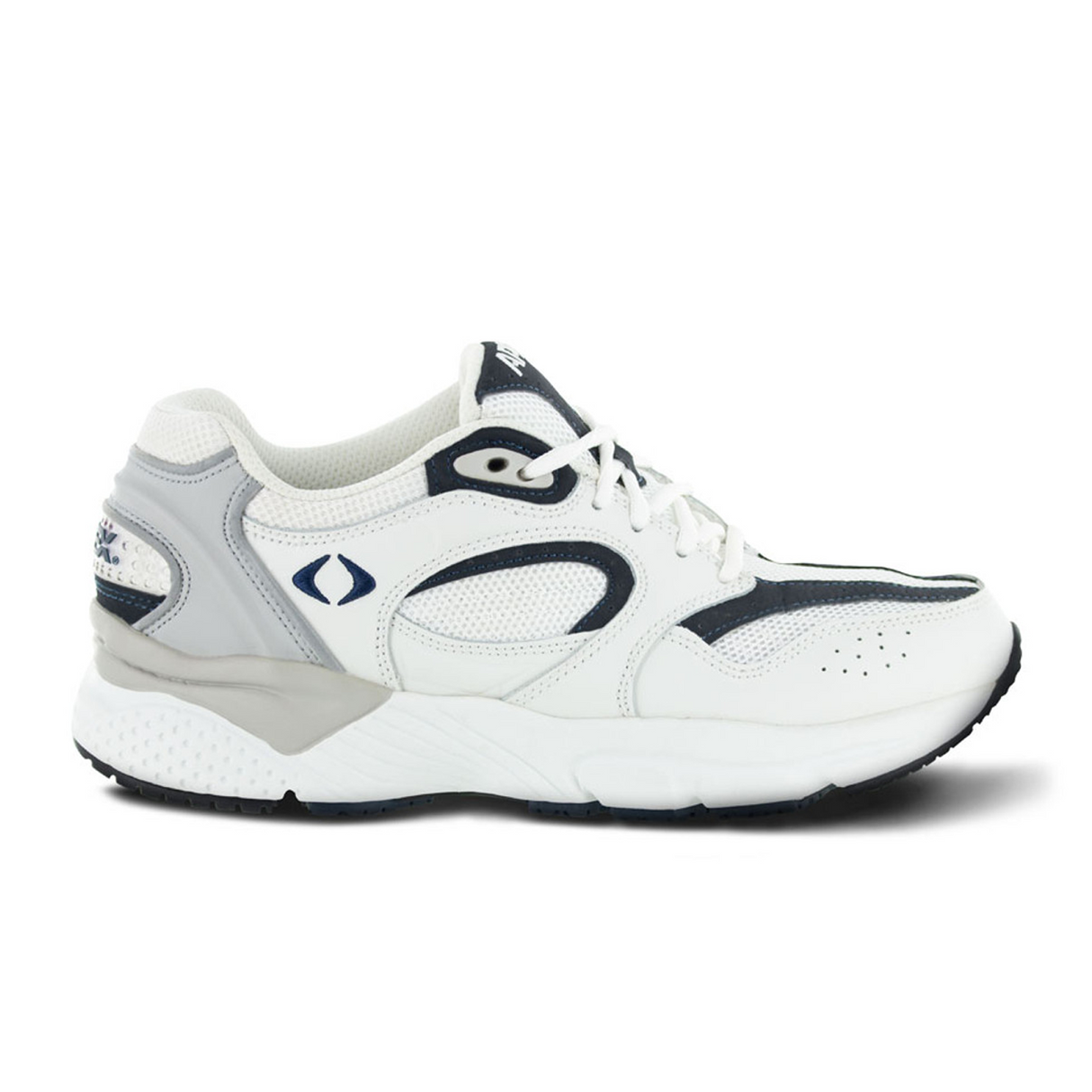 Apex X521 Boss Runner Active Shoe (Men) - White/Navy Athletic - Walking - The Heel Shoe Fitters