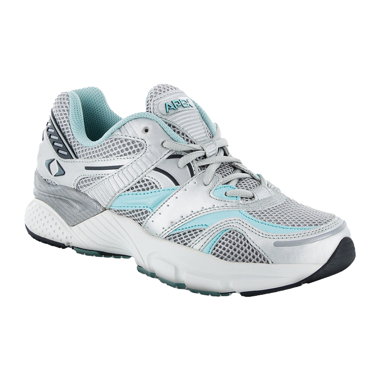 Apex X527 Boss Runner X-Last Active Shoe (Women) - Silver/Blue Athletic - Walking - The Heel Shoe Fitters