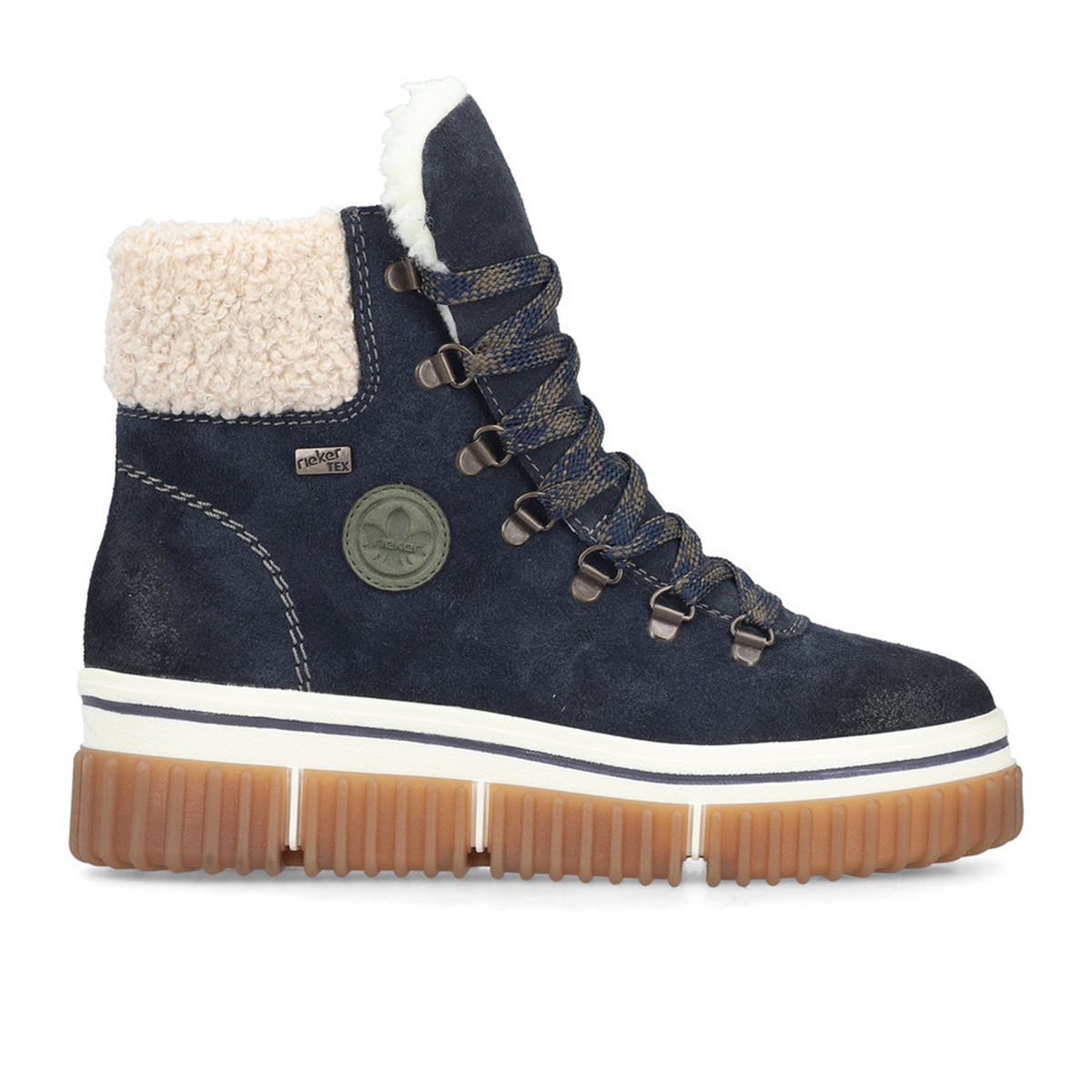 Rieker Trudie 47 Lace Up Boot (Women) - Kobalt/Beige