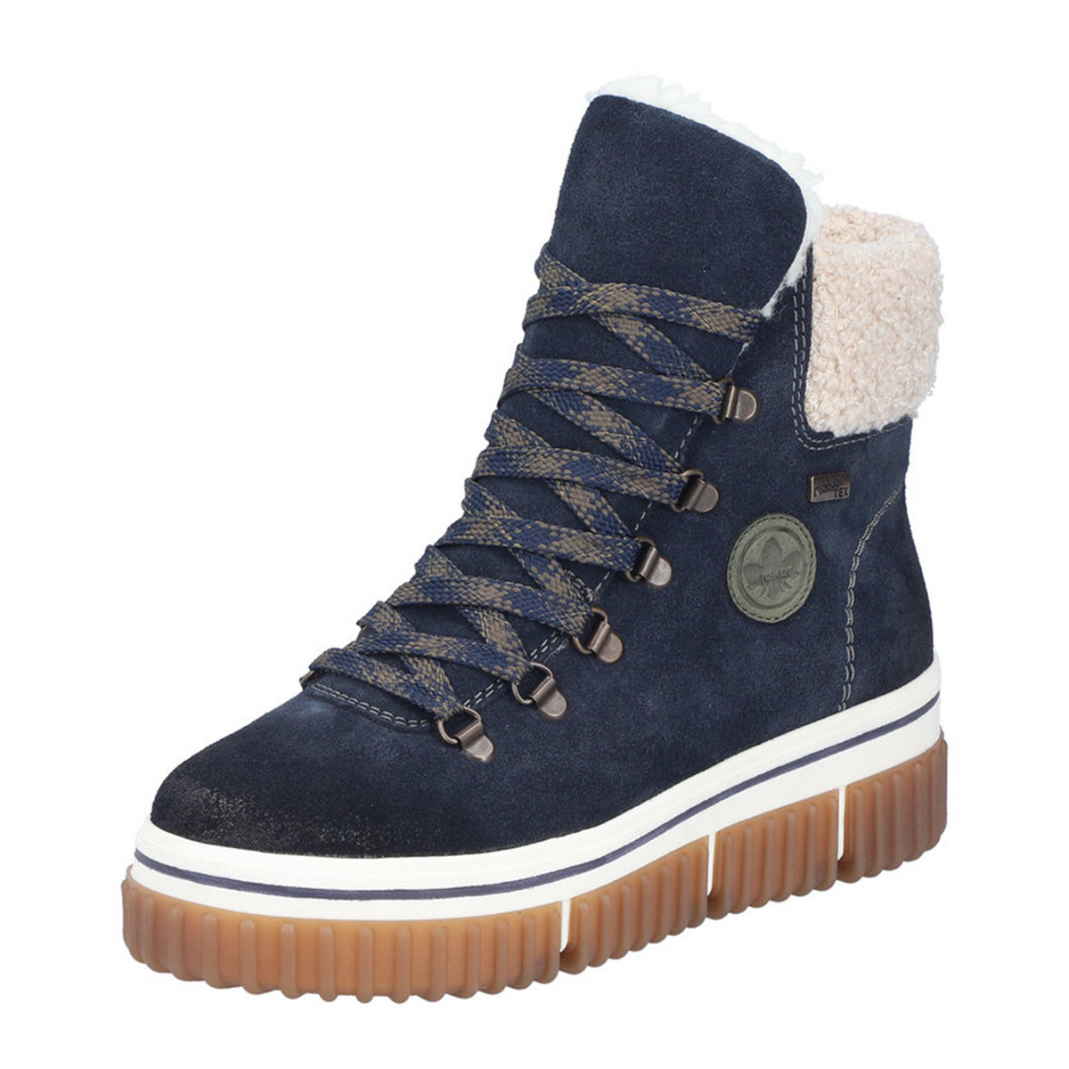 Rieker Trudie 47 Lace Up Boot (Women) - Kobalt/Beige