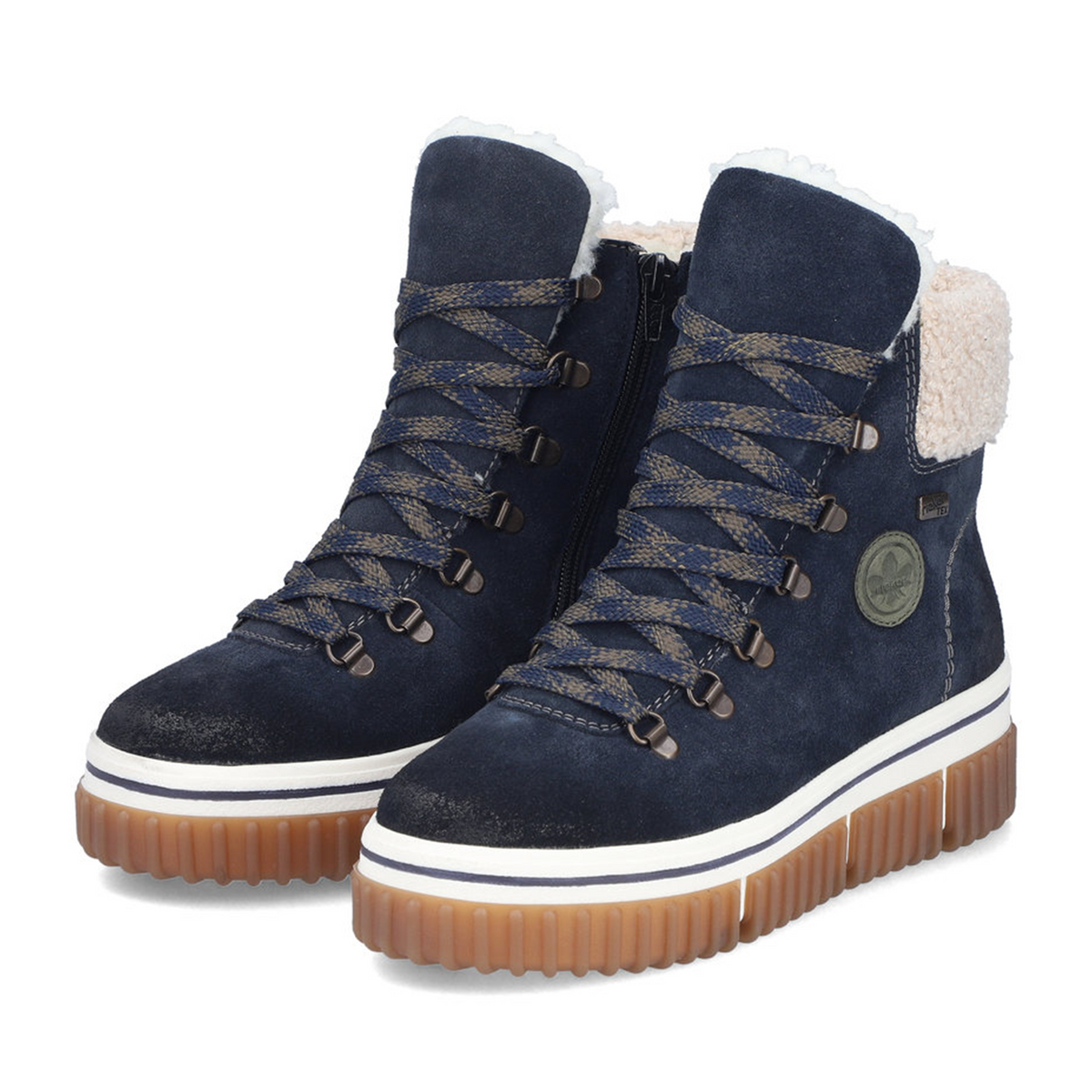 Rieker Trudie 47 Lace Up Boot (Women) - Kobalt/Beige