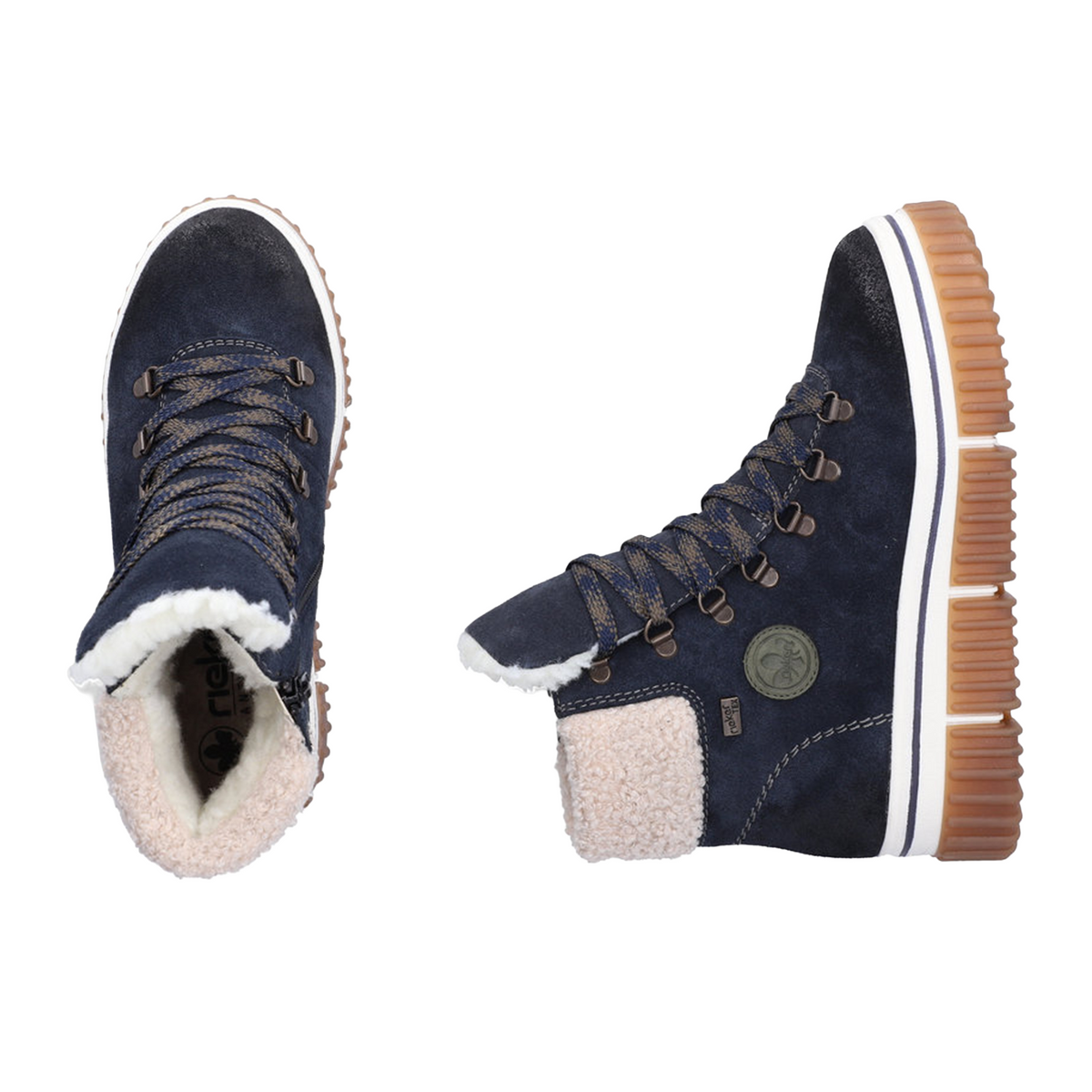 Rieker Trudie 47 Lace Up Boot (Women) - Kobalt/Beige