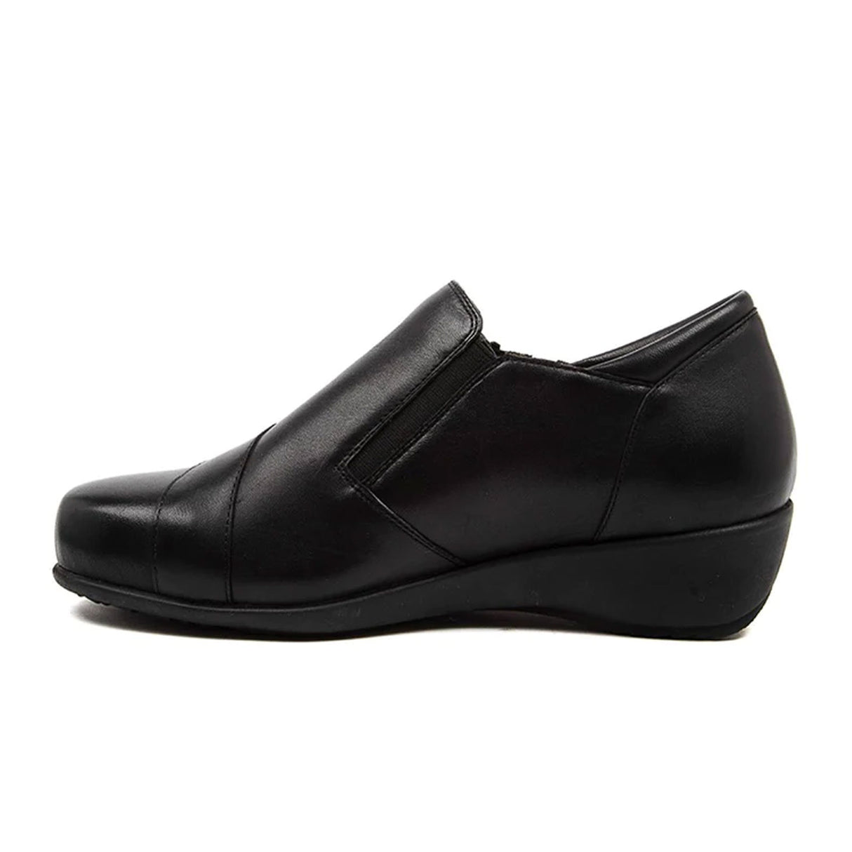 Ziera Sage Extra Wide Slip On (Women) - Black Leather Dress-Casual - Slip On - The Heel Shoe Fitters