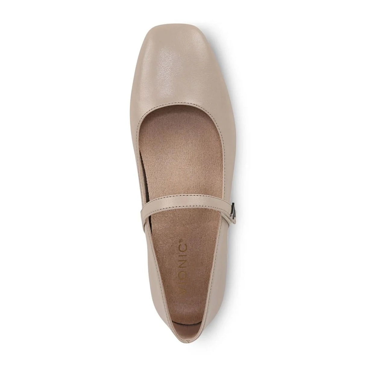Vionic Alameda Mary Jane Flat (Women) - Oatmeal Beige Leather Dress-Casual - Flat - The Heel Shoe Fitters